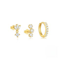 Trio Mila Essentials One-Sided Earrings Set | Gold