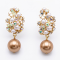 Elegant Flower Pearl Earrings | Gold