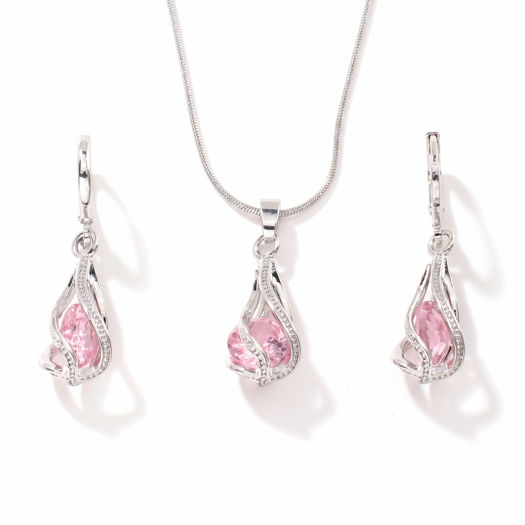 Rosalith Lumen Twist Jewelry Set | White Gold