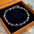 Heart Charm Amethyst Bracelet | White Gold