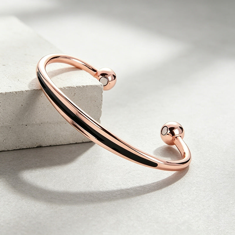 Obsidian Lyra Copper Bracelet