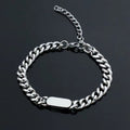 Cuban Chain Tag Bracelet | White Gold