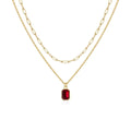 Paperclip Layered Ruby Necklace | Gold