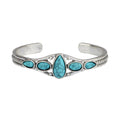 Turquoise Teardrop Open Bracelet | White Gold