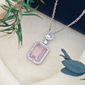 Rose Pave Pendant Necklace | White Gold