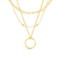 Open Circle Three Row Necklace | Gold