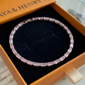 Pink Sapphire Prism Tennis Bracelet | White Gold