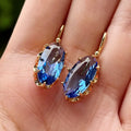 Golden Blue Bloom Earrings | Gold