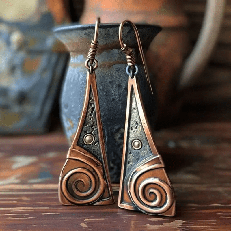 Tribal Swirl Copper Earrings