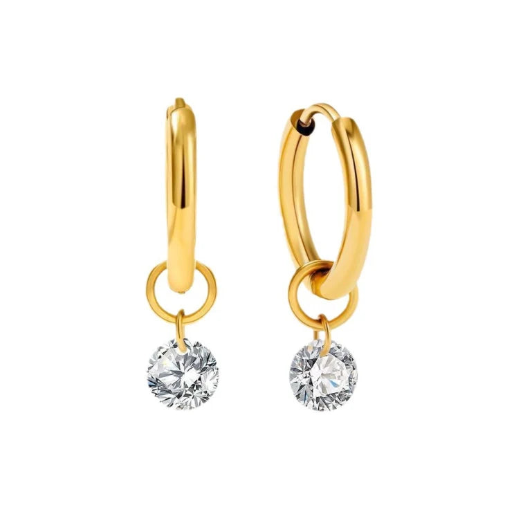 Larmes de Lune Stone Hoop Earrings | Gold