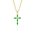 Emerald Cross Necklace | Gold